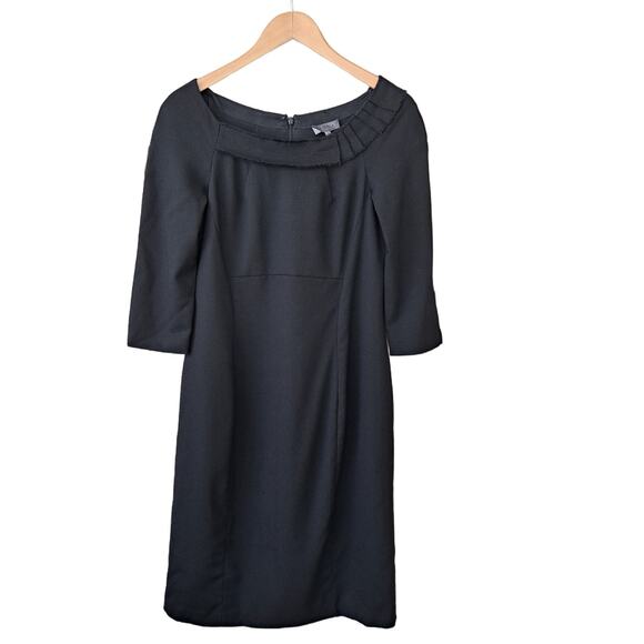 LA PERLA Black Wool Crepe Sheath Dress Size 44 / 8 Tailored Classic 3/4 Sleeve - Picture 8 of 12